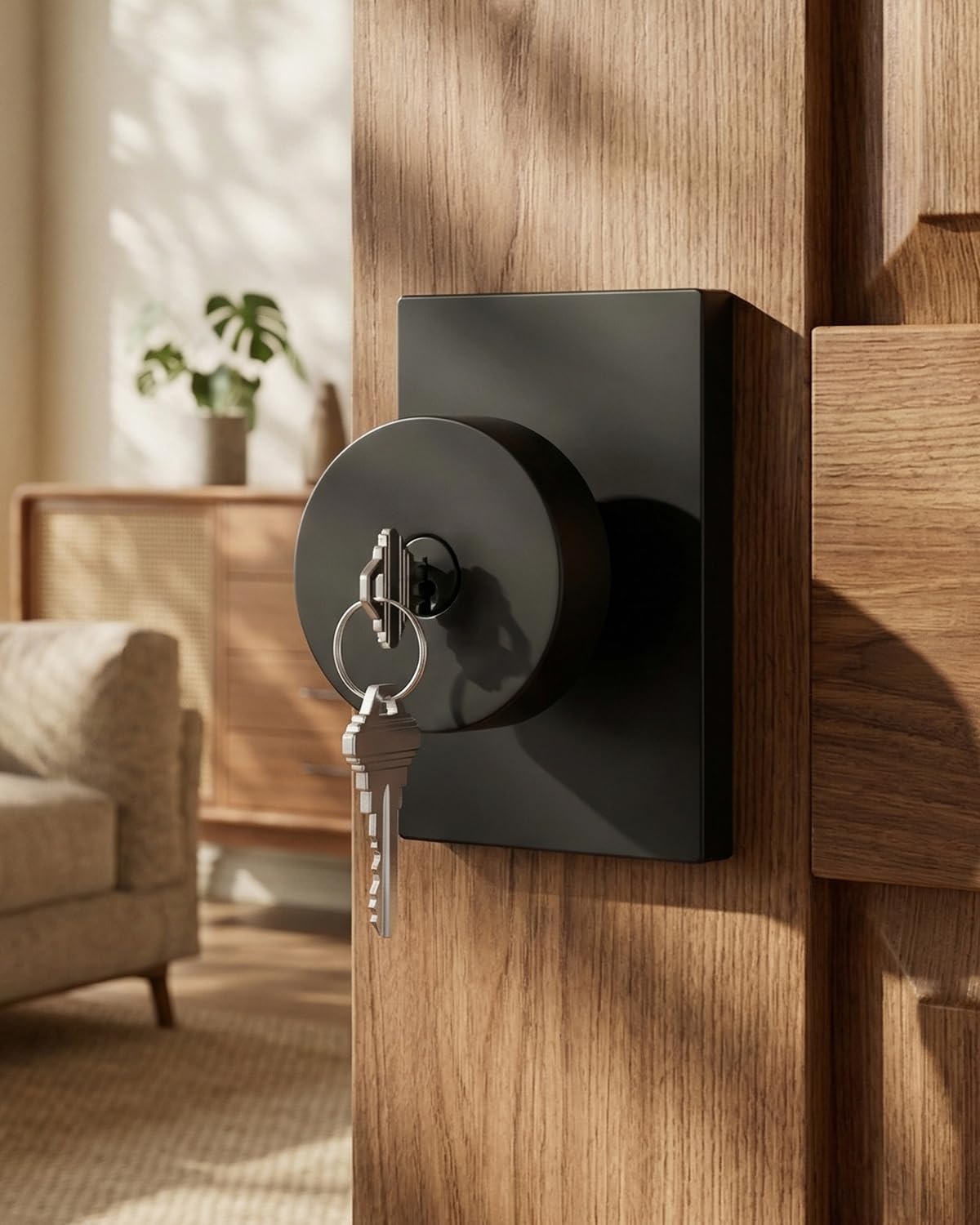 Goldenwarm Matte Black Entry Door Knob, Keyed-Alike Exterior Door Knobs with Lock and Key, Security for Exterior and Front Door Handles 1 Pack