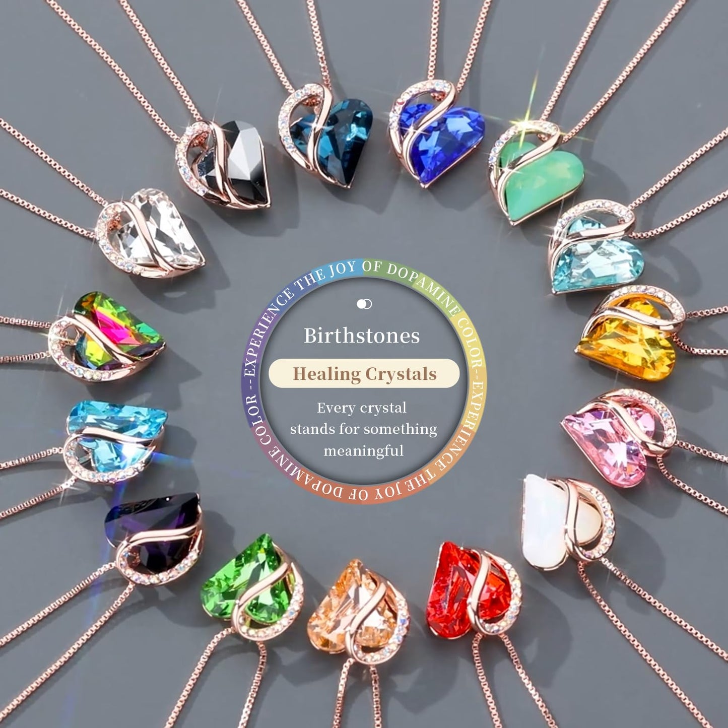 Leafael Gifts for Women Rose Gold Plated Necklaces: Heart Sapphire Blue Crystal, September Birthstone, Hypoallergenic Chain (18"+2"), Birthday Jewelry for Mom, Wife, and Girlfriend