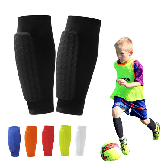 Soccer Shin Guards Pads for Youth Adult, Ski Shin Guards, Shin Defender Shin Guards Calf Compression Sleeve with Honeycomb Pads, Protective Shin Pads Gear for Football Soccer & Ski