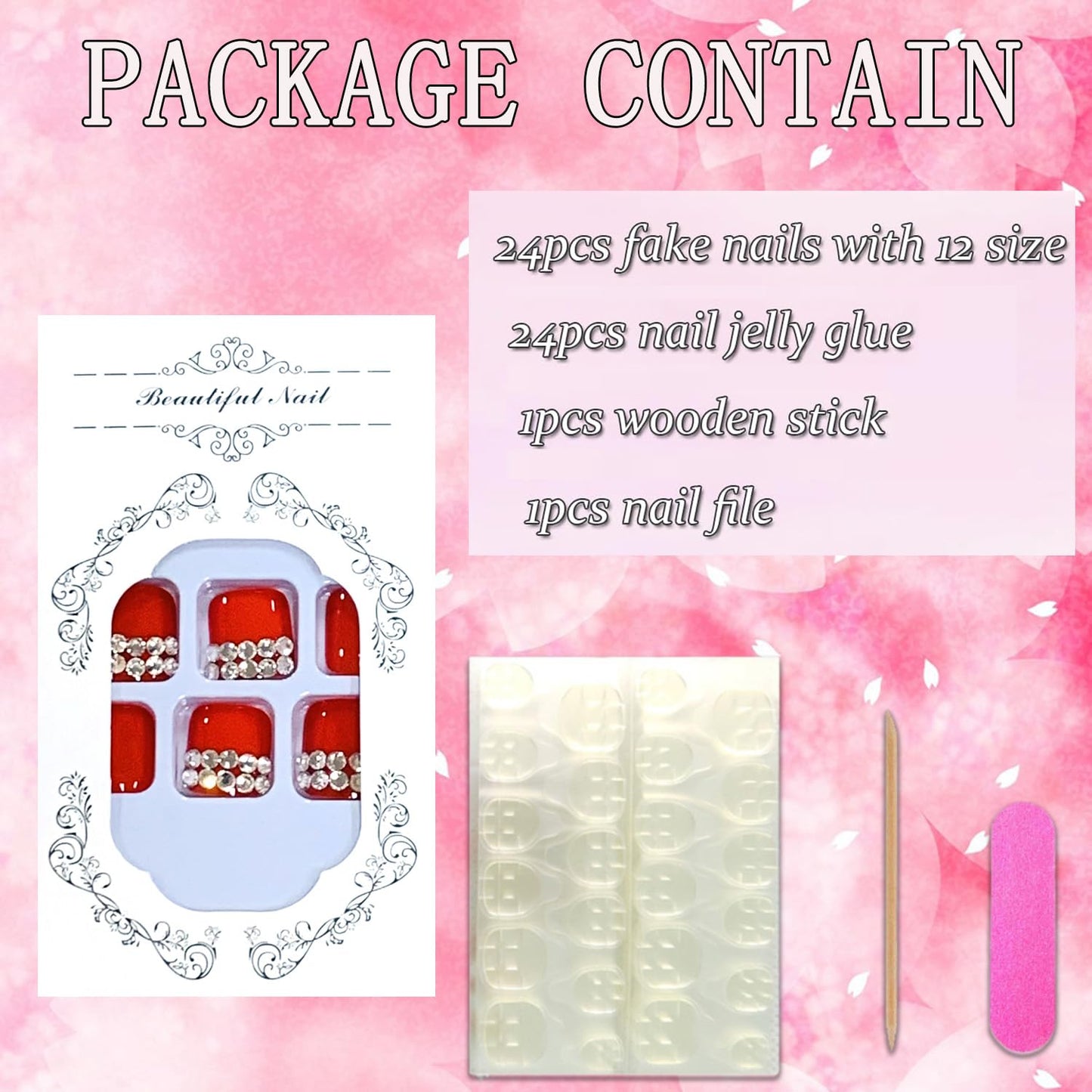 FIEONCIY Press on Toenails with Designs Acrylic Fake Nails for Toe Artificial False Nails with Charms Glue on Toe Nails for Spring Summer Stick on Toenails for Women Girls(JZ006)