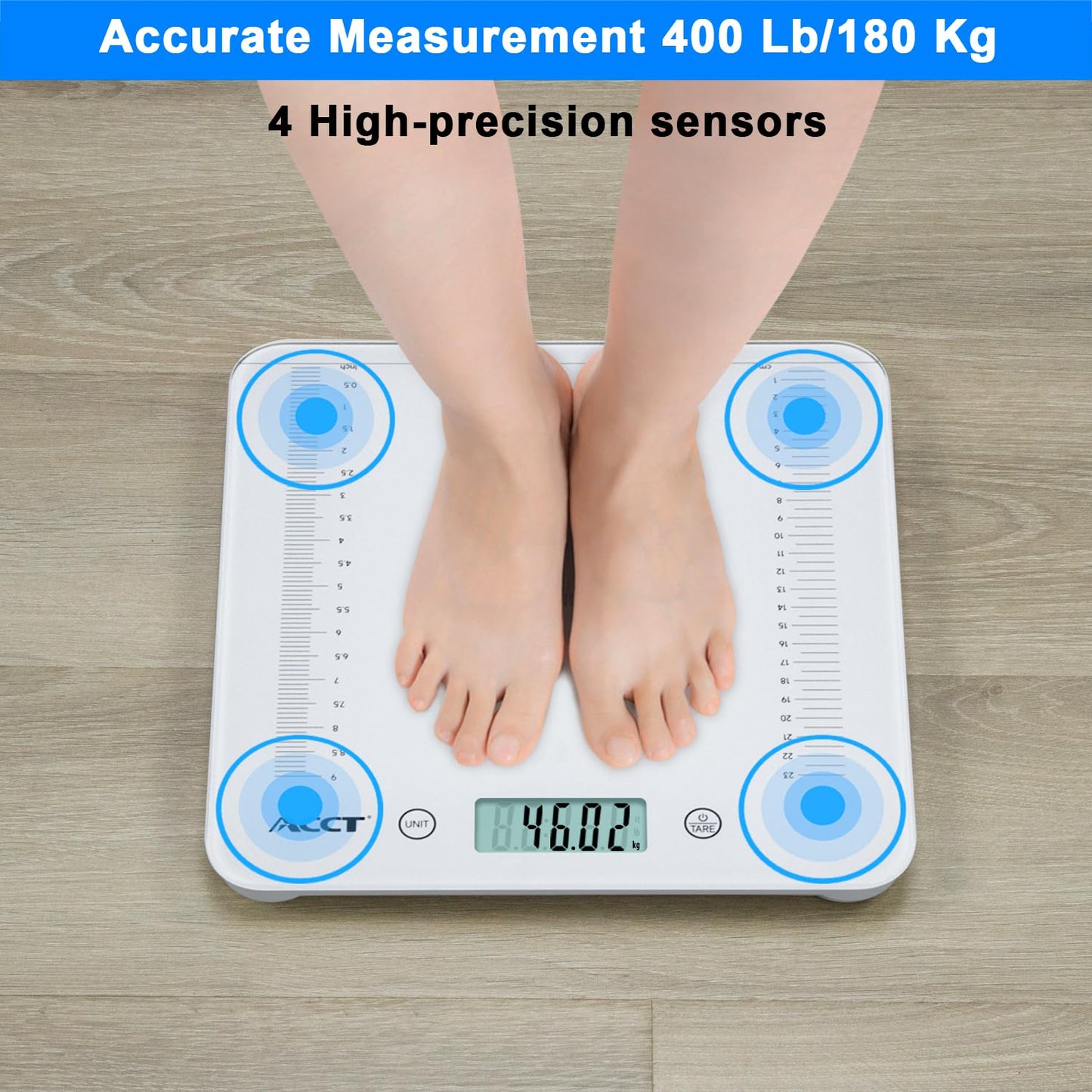 ACCT Digital Baby Scale, 4-in-1 Body Scale for Weighing up to 400 lb, Multifunctional Infant Scale,Pet Scale for Kitty and Puppy, Removable Scale with Hold Function