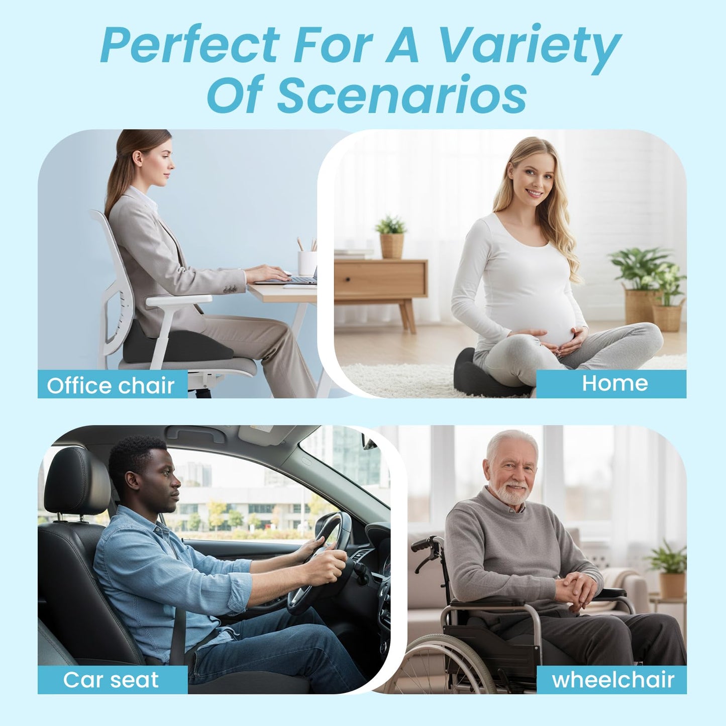 OVRST Memory Foam Seat Cushion，Ergonomic Office Chair Cushion，Coccyx Cushion for Tailbone Pain Relief Butt Pillow for Long Sitting，Suitable for Gaming Chair Car Seat Wheelchair