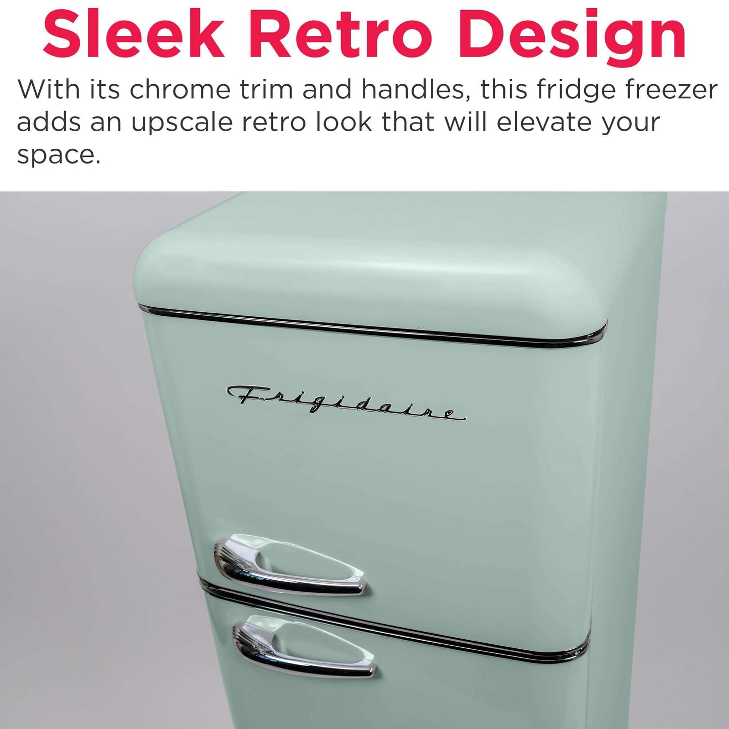Frigidaire, 2 Door Apartment Size RETRO Refrigerator with Top Freezer, Chrome Handles, 7.5 cu ft, GREEN