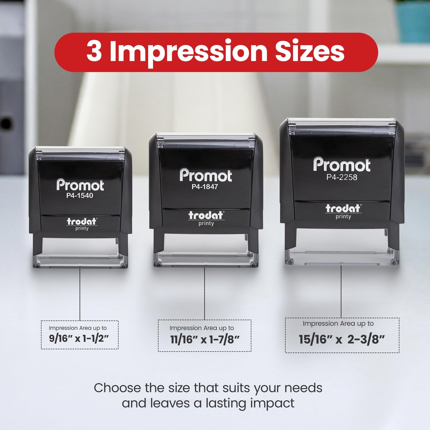 Promot Self Inking 2 Line Custom Stamp - Personalized Name Stamp for Office, Teacher, Address & Business Label Stamp - Choose Font, Ink Color, Pad, for Personal & Professional Use - Small
