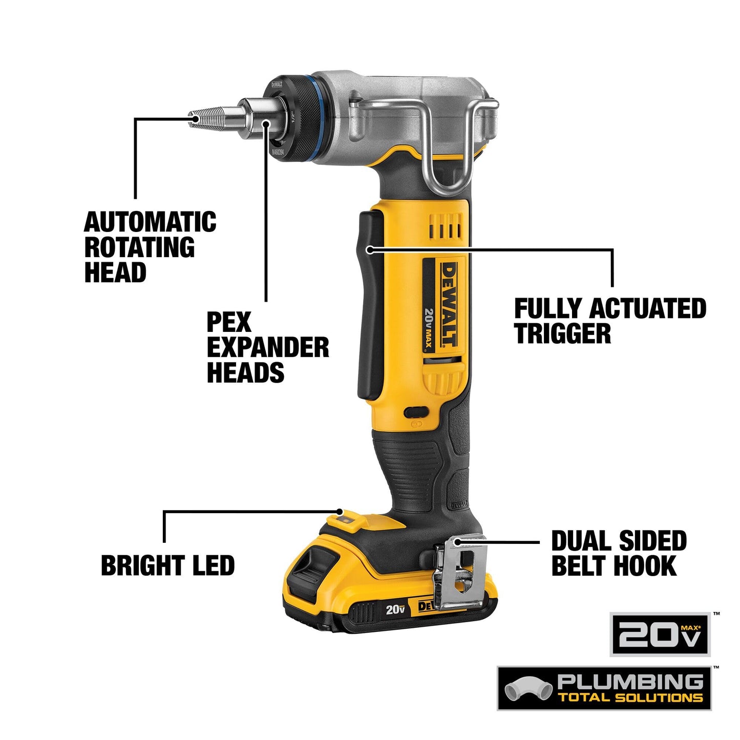 DEWALT 20V MAX* PEX Expander Tool Kit, 1-Inch (DCE400D2)