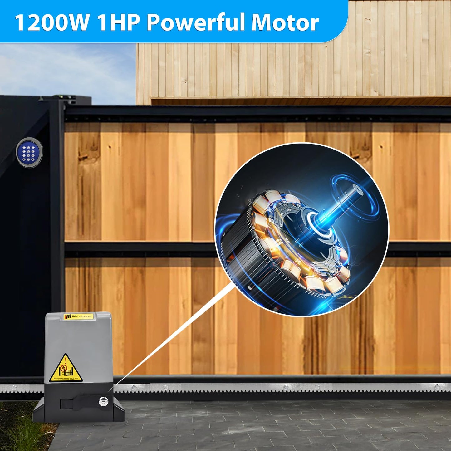 5000LB WiFi Sliding Gate Opener App Control,1200W Heavy Duty Automatic Slide Gate Motor Gear Rack Driven with 4 Remotes,Keypad,IR Sensor,Complete Operator System Kit for Sliding Gate Up to 100FT