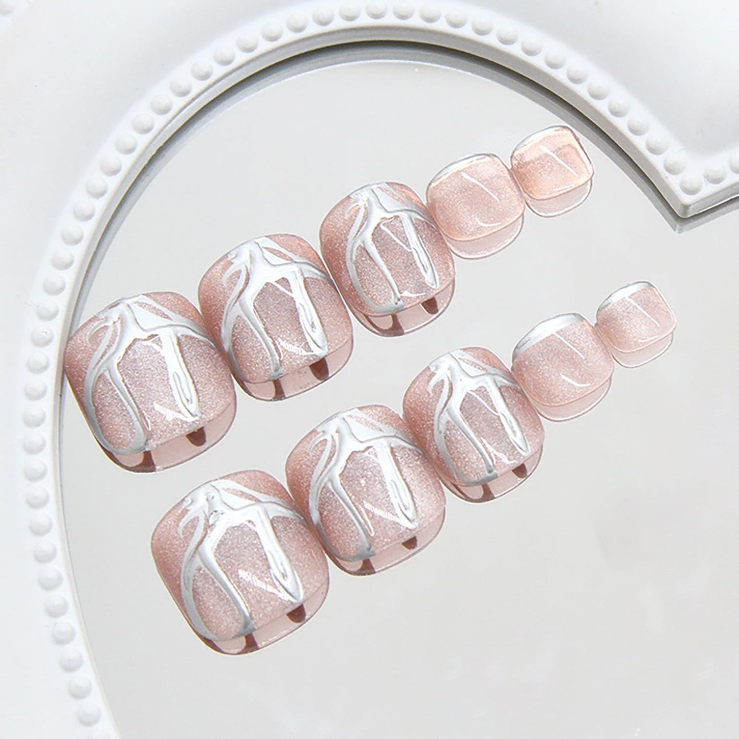 FIEONCIY Press on Toenails with Designs Acrylic Fake Nails for Toe Artificial False Nails with Charms Glue on Toe for Spring Summer Stick on Toenails for Women Girls(F195)