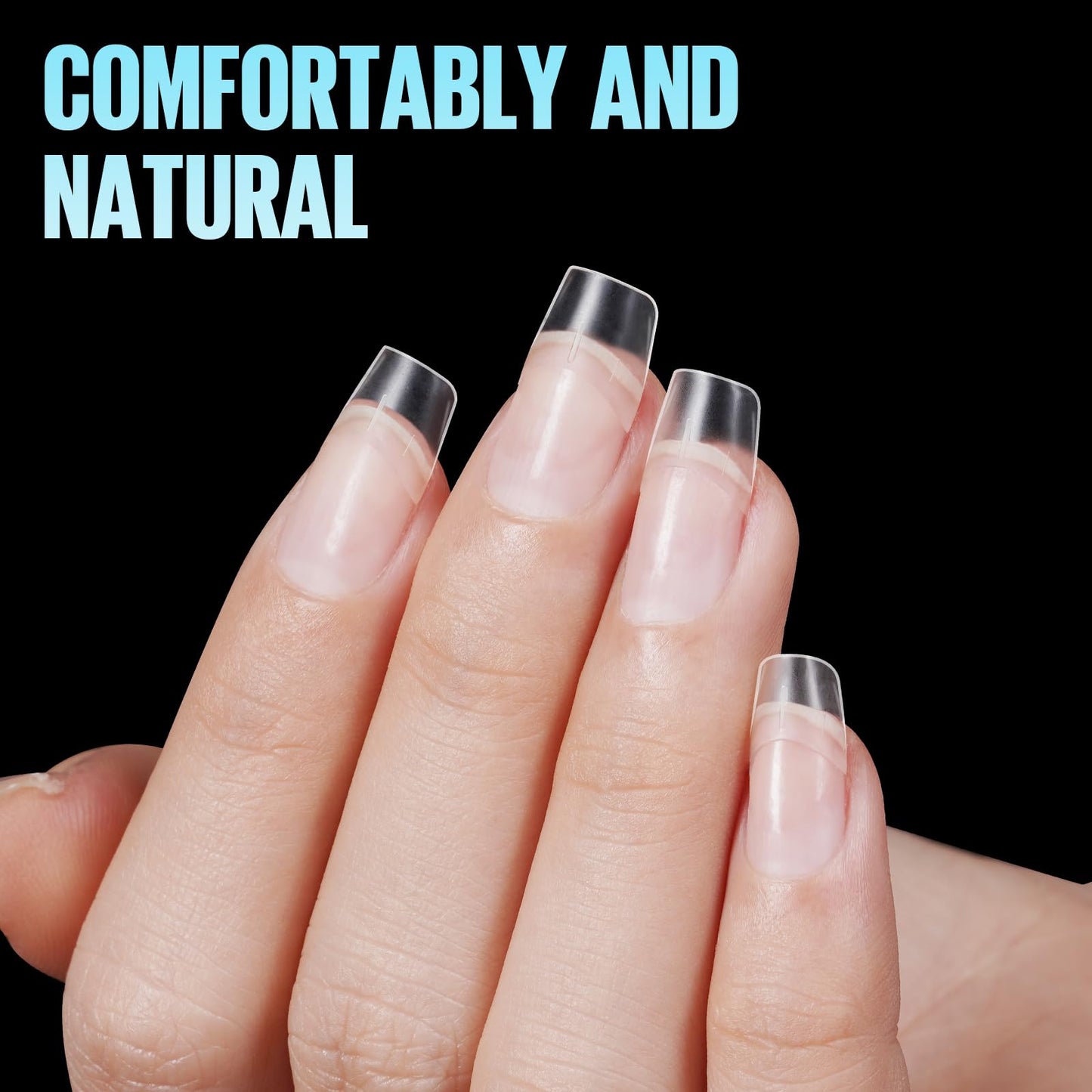 TOMICCA Short Squoval Nail Tips, 510Pcs Acrylic Nails Tips Full Matte, 12 Sizes No C Curve Fake Half Cover Nail Tips for Nail Extension Salon Home DIY