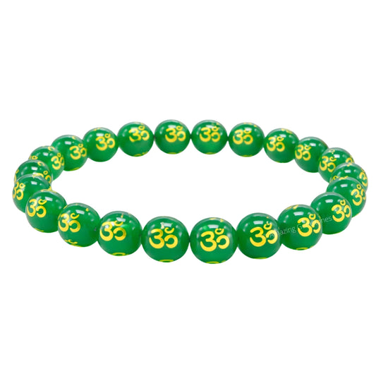Amazing Gemstone Crystal Bracelet for Women Men's Gifts - Protection Healing Crystal Bracelet - 8mm Gemstone Beaded Stretchable Bracelet Pulseras Para Hombres Mujer Stocking Stuffers Mothers Day Gift (OM Green Agate)
