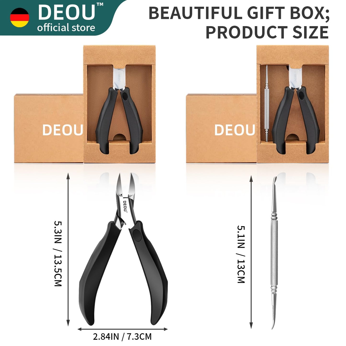 DEOU Toenail Clippers Blade for Ingrown and Thick Nails Stainless Steel Pedicure Tools at Home ingrown toenail Treatment Professional Podiatrist Nail Clippers with (Eagle Beak Pliers+Nail Remover)