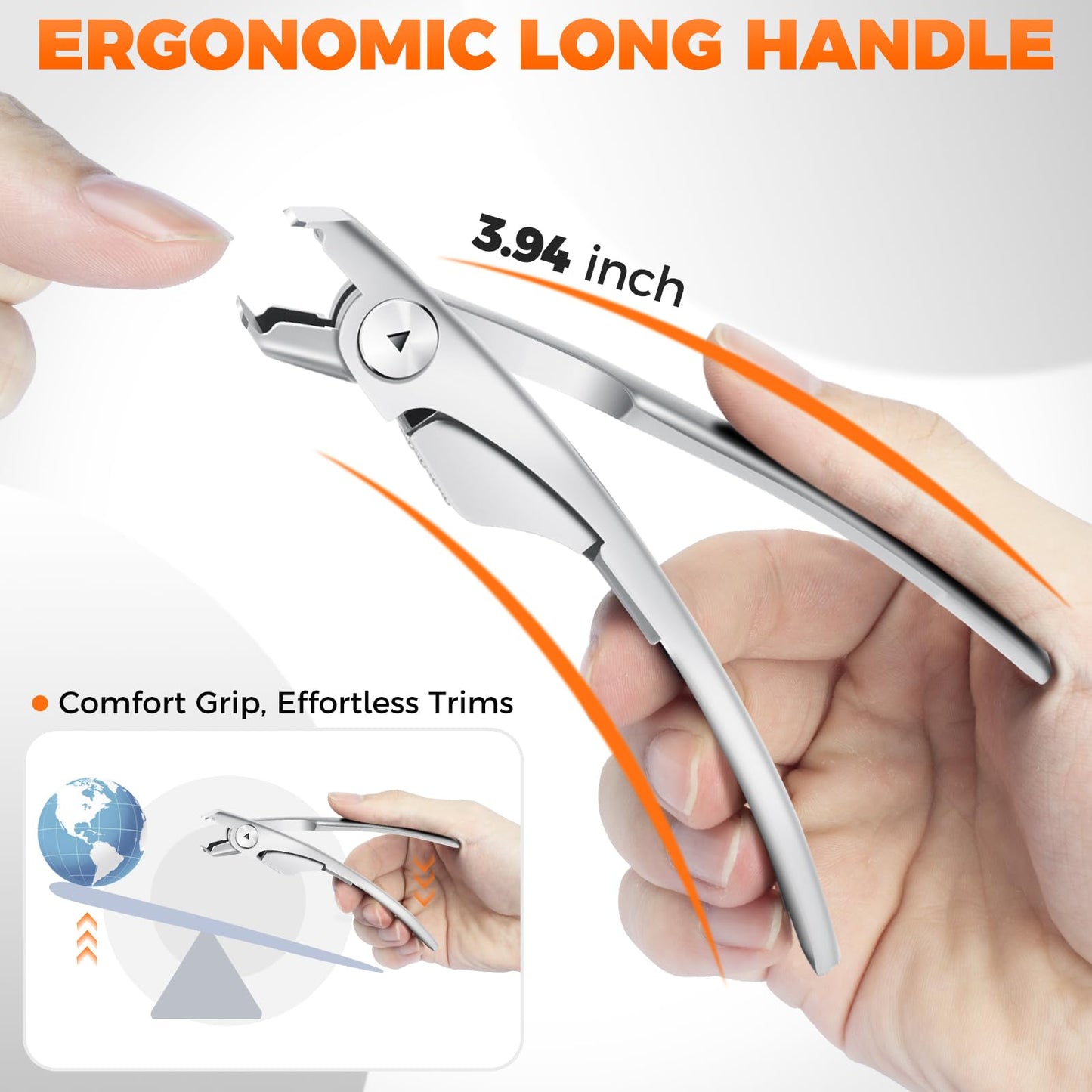 Straight Nail Clippers for Men, German Ergonomic 18mm Large Toenail Clippers for Thick Nails for Seniors with Wide Jaw, Long Handled Nail Cutter Edgy Toe Nail Clipper for Adult with File, Gift for Men