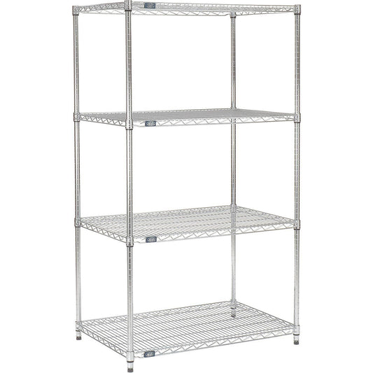 Nexel 14" x 54" x 74", 4 Tier Adjustable Wire Shelving Unit, NSF Listed Commercial Storage Rack, Chrome Finish, leveling feet