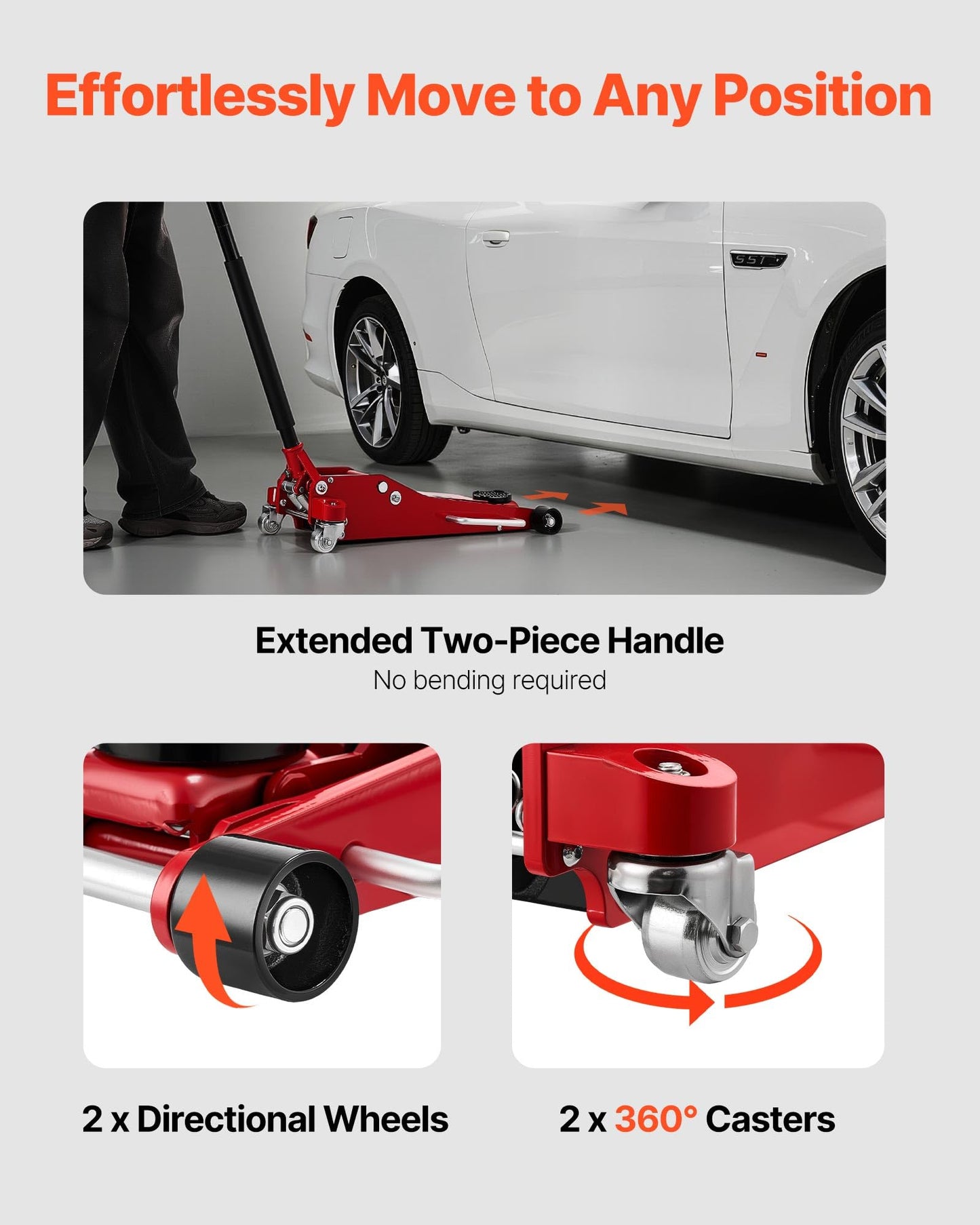 VEVOR Low Profile Floor Jack, 3 Ton (6614 lbs) Capacity, Aluminum Racing Floor Jack with Dual Pistons Quick Lift Pump, Hydraulic Trolley Car Lift for Sports Car, SUV, Pickup, Lifting Range 3.3"-20.3"