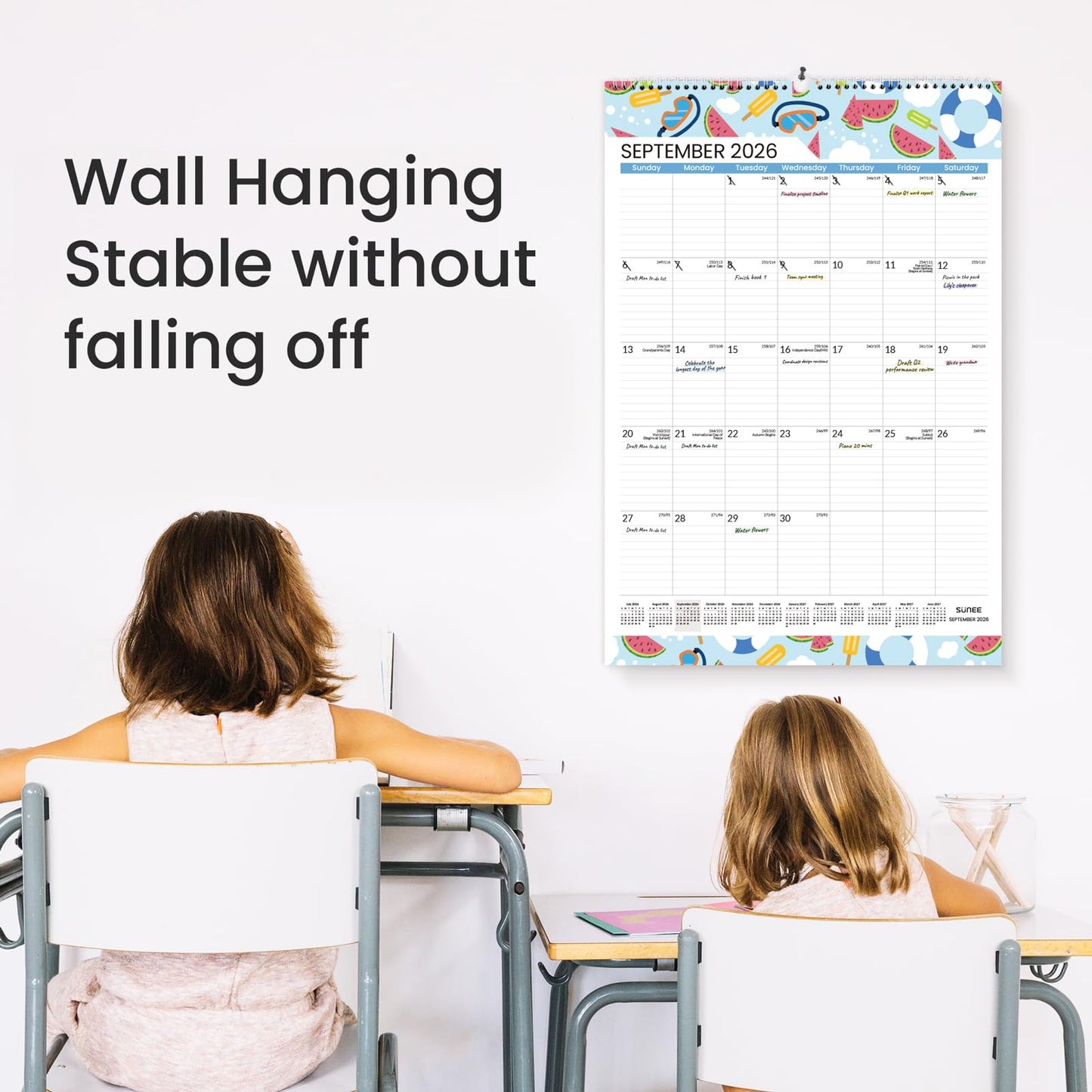 SUNEE 2026 Wall Calendar Large 22.75"x15.5", 21 Month Calendar (Ends December 2027), Vertical Extra Large, Seasons Color