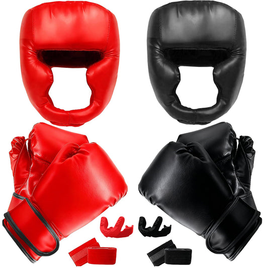 JLXMAXLJ 14 Pcs Boxing Set Boxing Equipment Set for Beginners Including 2 Pair of 6 oz Boxing Gloves Headgear Helmet Hand Wraps Mouth Guards Gifts for Youth Beginners Training Equipment