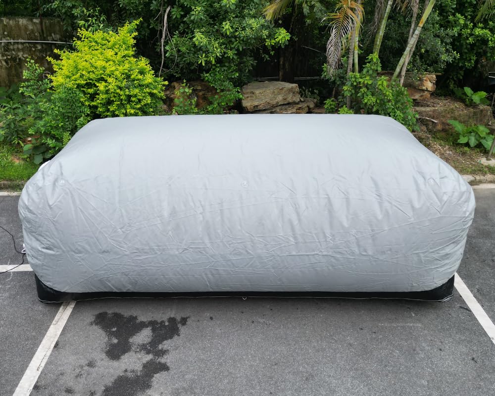 Portable Inflatable Car Cover Garage Tent Airtight Ultimate Shield Outdoor/Indoor Car Bubble Vehicle Shelter for Car Parking Painting Washing and Storage (Gray+Black, 4.9m L×2.0m W×1.73m H)