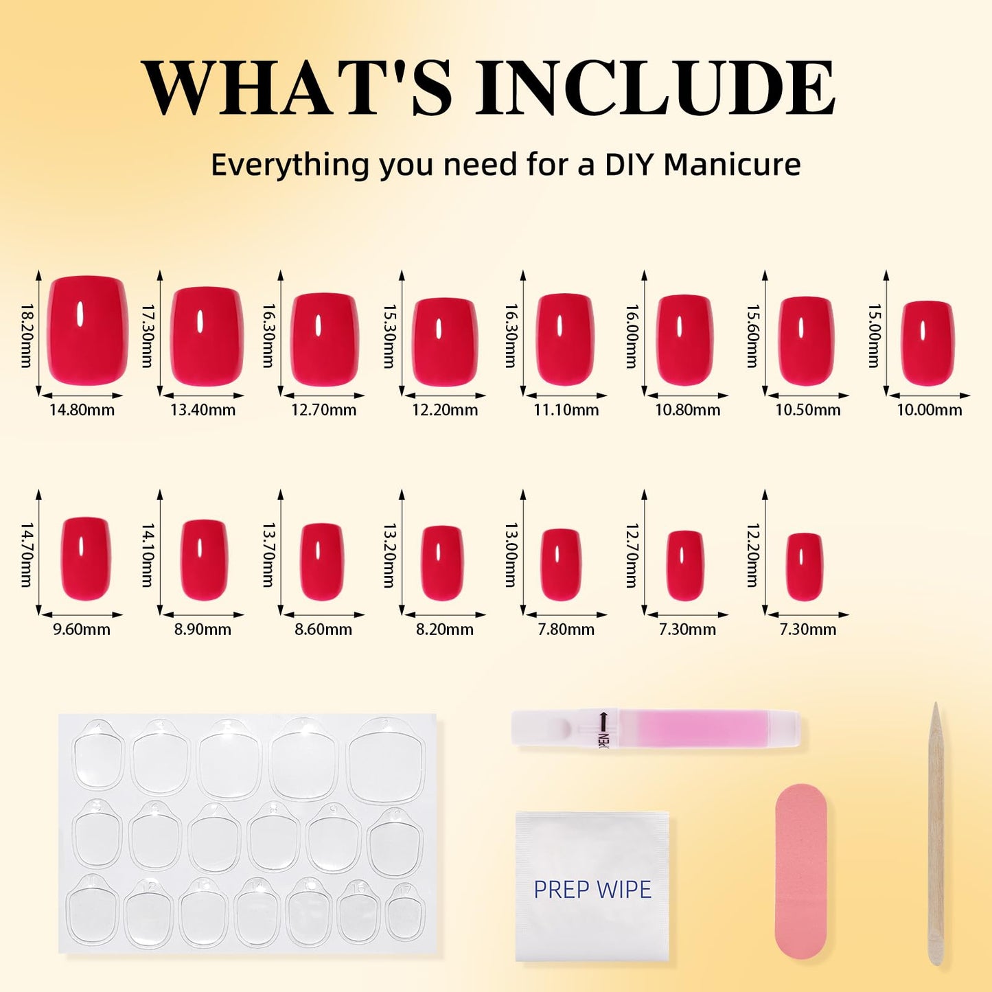 Leefrei Press on Nails - Short Square Rose Pink Nails Press ons for Women, Reusable Glossy Finish Glue On Nails 30 Pcs 15 Sizes Fake Nails Kit with Glue, Berry Rose
