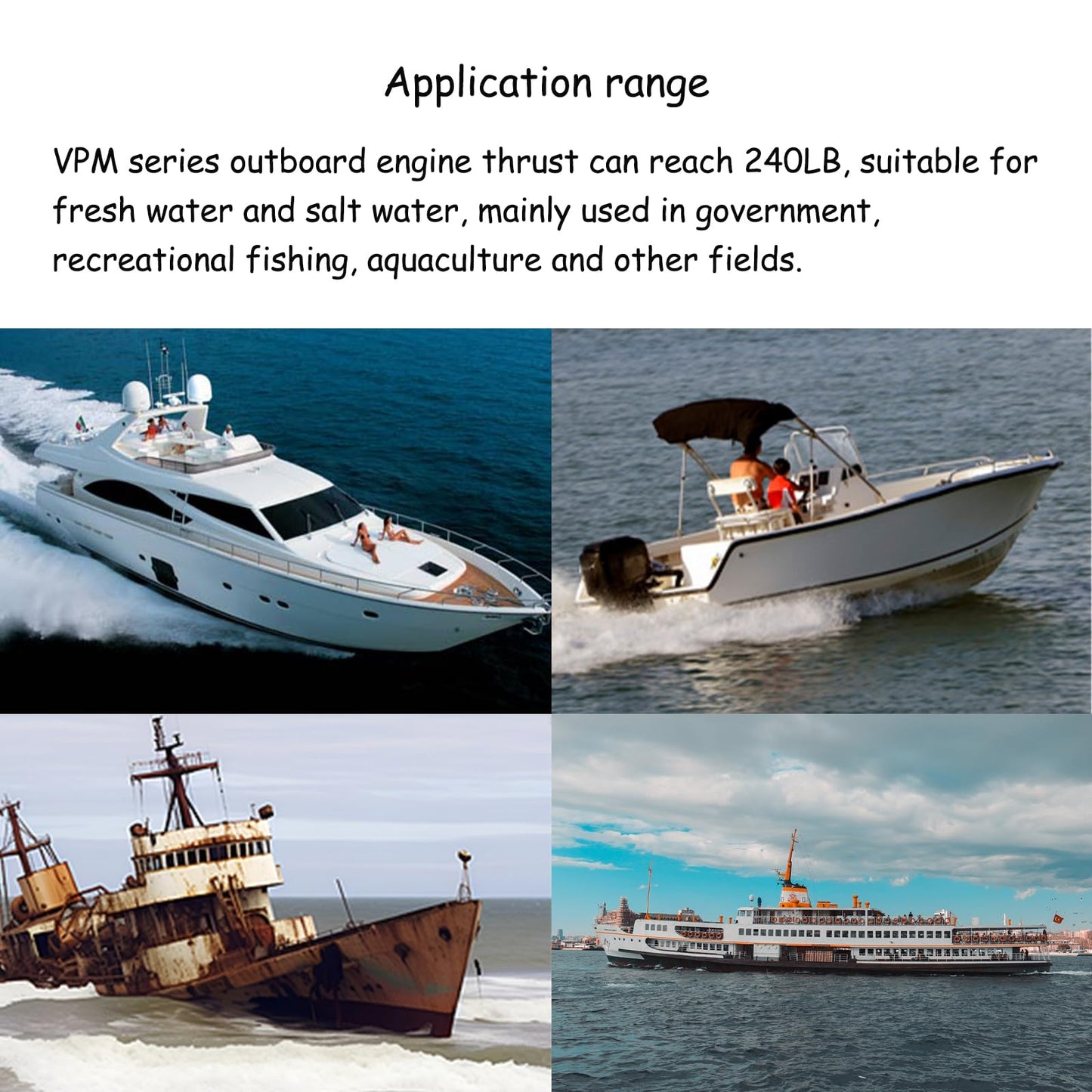 INTBUYING VPM Series Thrust Electric Outboard Motor Outboard Engine 240lb Outboard Engine Saltwater 24V Electric Trolling Motor for Fishing Boat