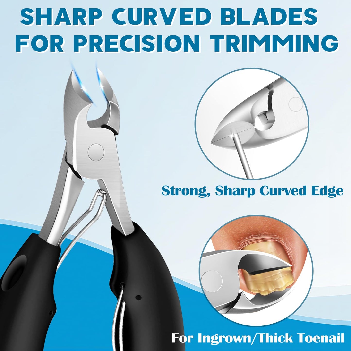 2026 Heavy Duty Toenail Clippers for Thick Nails, 7-in-1 Pedicure Kit with Catcher for Seniors & Men, Professional Wide Jaw Ingrown Toe Nail Clipper Set, Podiatrist Tool