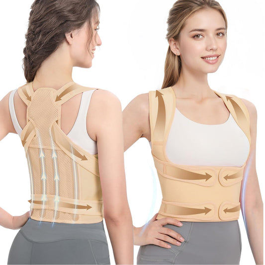 Posture Corrector for Women and Men,Adjustable Full Back Brace Support for Upper & Lower Back,Shoulder Straightener for Posture Improvement,Breathable Lightweight Design for Neck,Shoulder & Back Pain Relief
