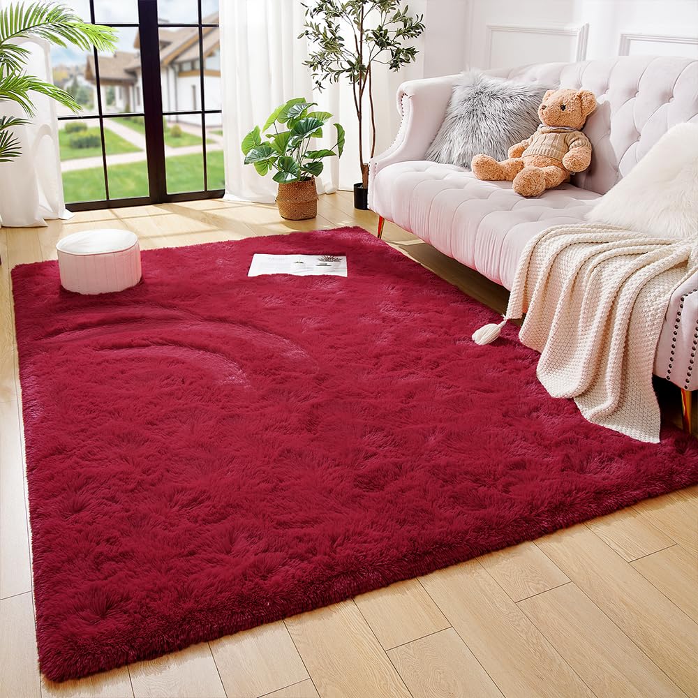 Amearea Premium Soft Fluffy Rug 4x5.3 Feet, Fuzzy Area Rugs for Bedroom, Shag Carpet for Living Room Nursery Kids Room Decor, Comfortable Indoor Furry Dorm Carpets, Yellow