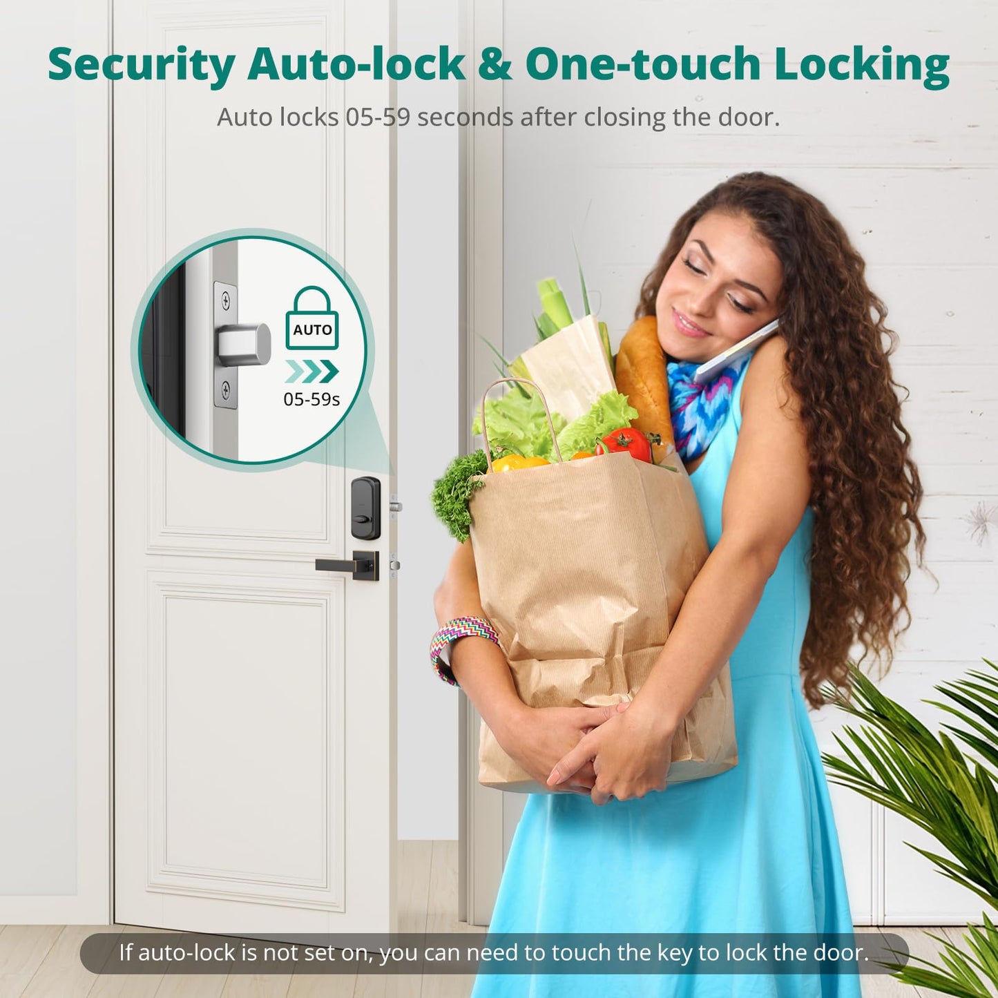 AkaGear DS10 Keyless Entry Door Lock with Handle Set - Fingerprint Deadbolt, Electronic Keypad Deadbolt, Smart Locks for Front Door, Auto-Lock & One Touch Locking - Oil Rubbed Bronze