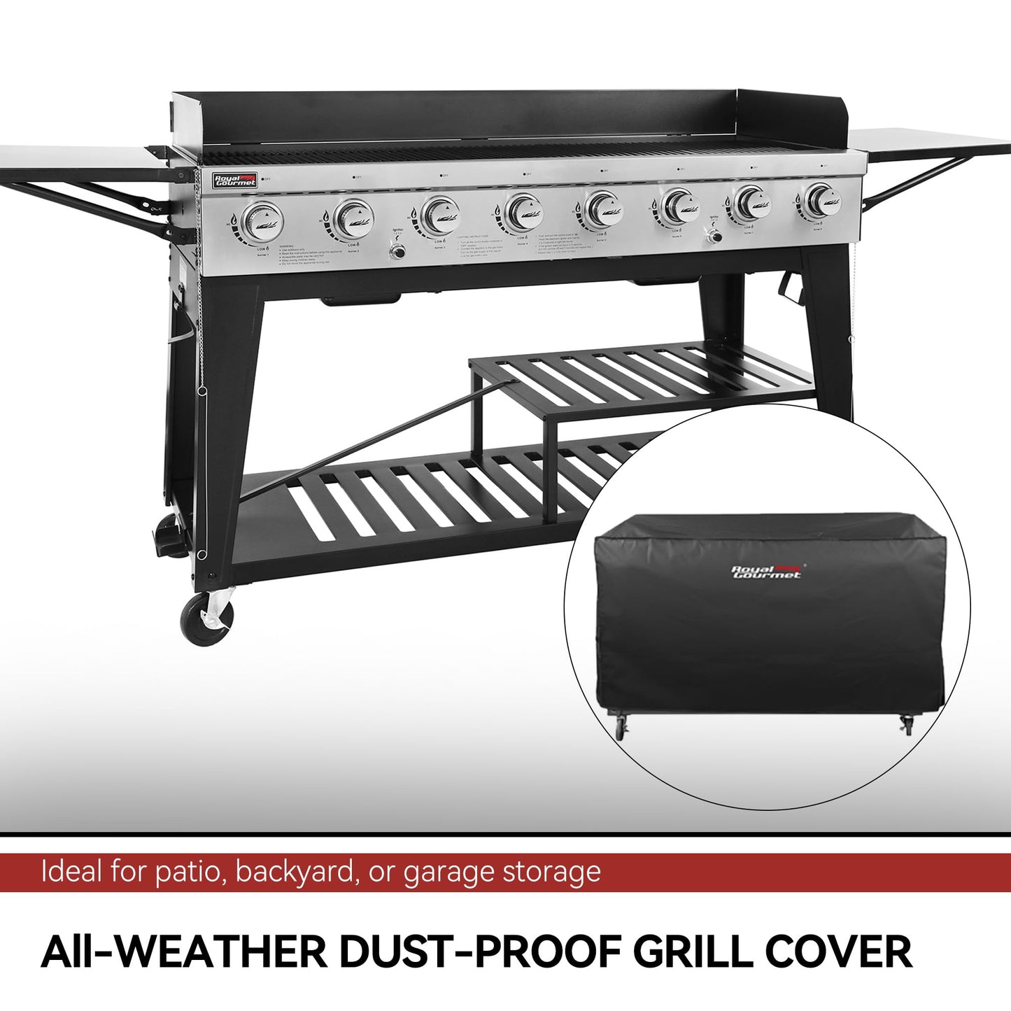 Royal Gourmet Event 8-Burner BBQ Propane Gas Grill with Cover, Picnic or Camping Outdoor