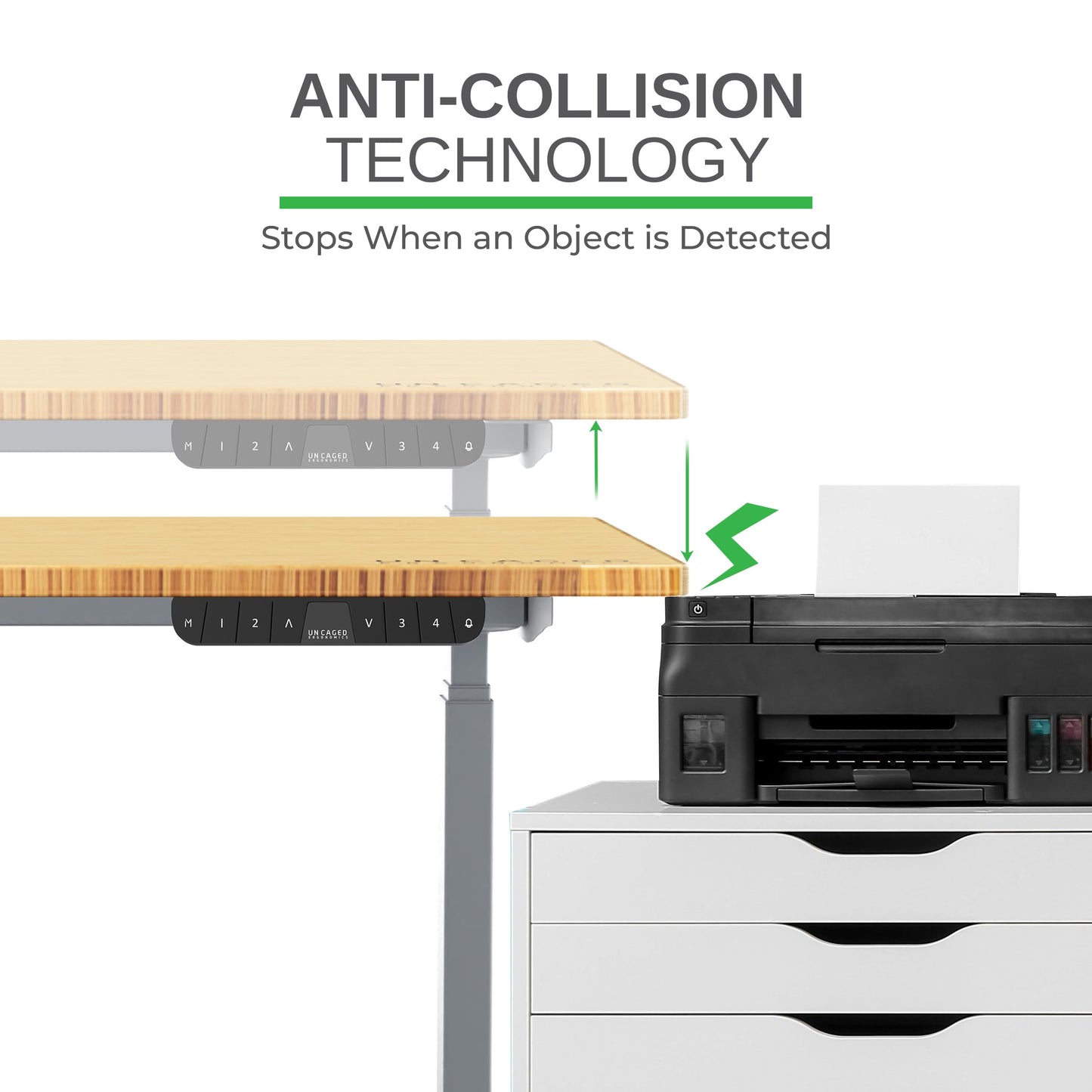 Uncaged Ergonomics Rise Up Dual Motor Electric Standing Desk, Adjustable Height 60x30 Large Sit-Stand Computer Desk for Home Office