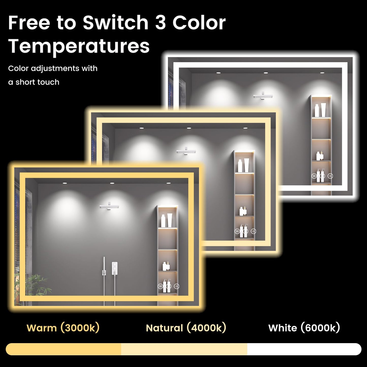 40X30 LED Bathroom Mirror with Lights, Anti-Fog, Backlit + Front Lit, Lighted Bathroom Vanity Mirror for Wall, Memory Function, Dimmable, Tempered Glass, Shatter-Proof