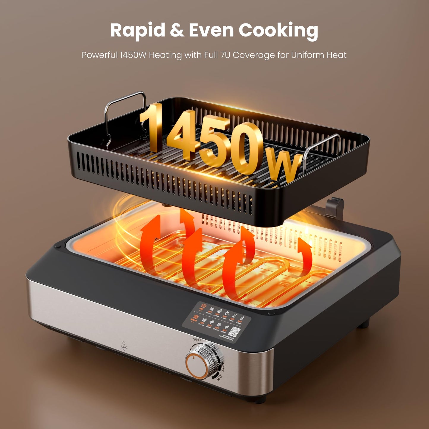 Kismile 2-in-1 Griddle and Indoor Grill,Electric Smokeless Grill with Temperature Control,Removable Plate,Portable Smoke-Free Griddle for Indoor Steaks,Vegetables,Family Cooking