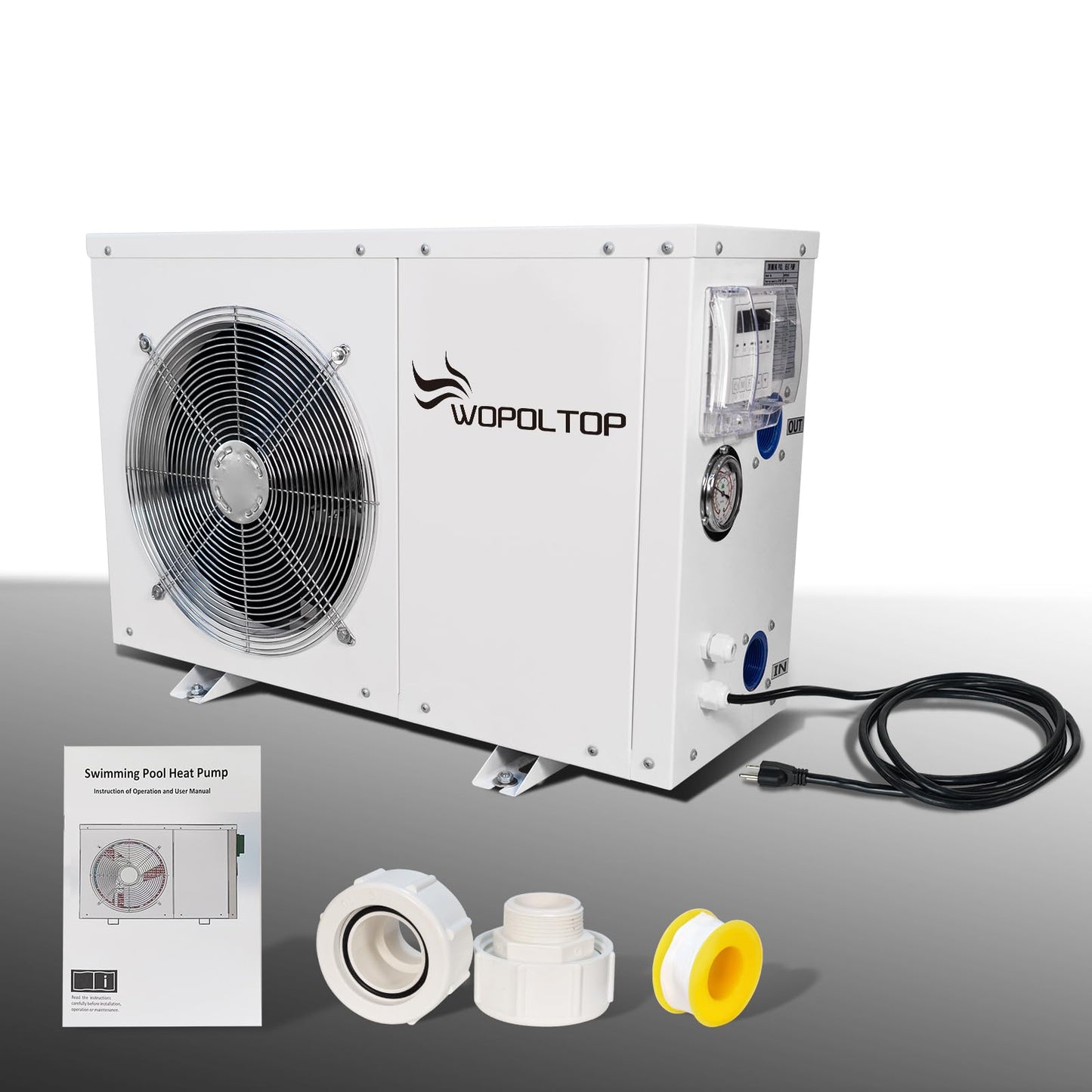 WOPOLTOP 20,000 BTU Swimming Pool Heat Pump - for Above and In Ground Pools and Spas, 5.6kW Electric Swimming Pool Heater Pump with Titanium Heat Exchanger, 110V~120V/ 60Hz, Up to 4200 Gallons