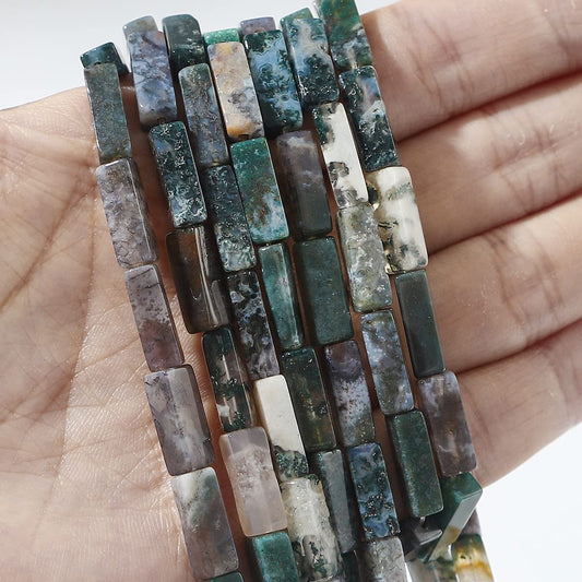 BEADIA Natural Indian Agate Tube Beads 13x4mm 30pcs Rectangle Loose Semi Gemstone Beads for Jewelry Making Design