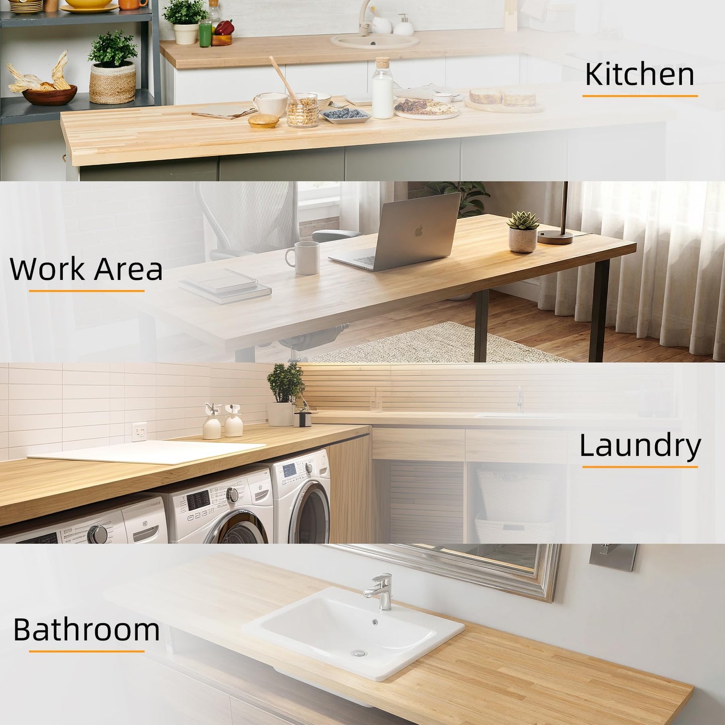 Butcher Block Countertop Wood Tabletop - Premium 6ft Solid Hardwood Plank for DIY Kitchen Island, Countertop, Coffee Bar and Desk with Natural Unfinished Birch Finish, 72"x25"x1.5"
