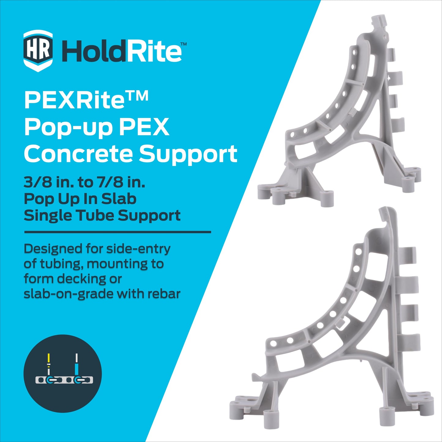 HoldRite PEXRITE 3/8 inch to 1-1/2 inch Pop Up In Slab Single Tube Support, Pack of 25, 707
