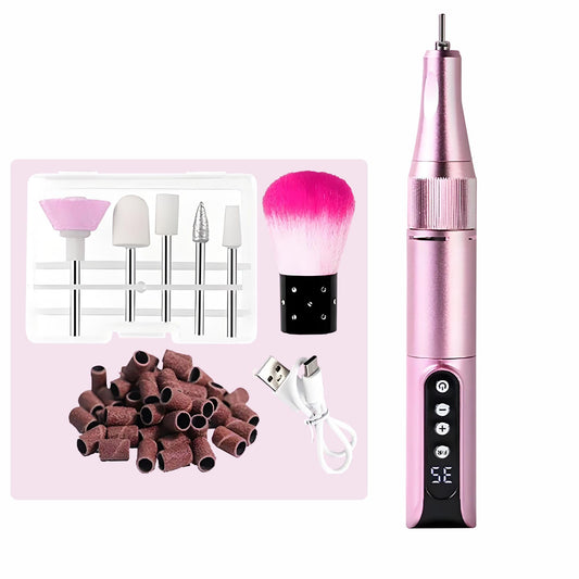 Cordless Nail Efile Drill Machine - Rechargeable Electric Nail File Kit for Acrylic/Gel/Dip Powder Nails, 6 Bits Portable Lightweight Design with Quiet Motor, Ideal for Home & Salon Manicure Pedicure