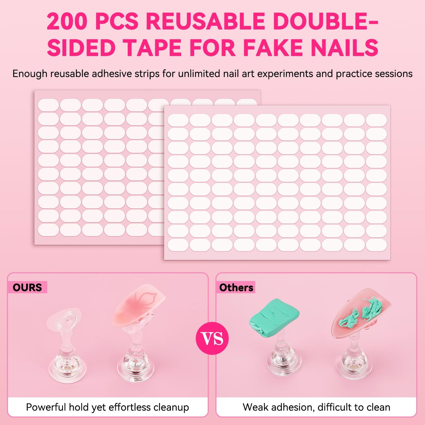 ESUOHYM Nail Stand For Press On Strong Magnetic Nail Art Tips Holder For Painting Gel Nails Display Supplies With 200PCS Double-Sided Tape & 1 Heart Shaped Acrylic Presson Stands with Case Nail Tech Supplies