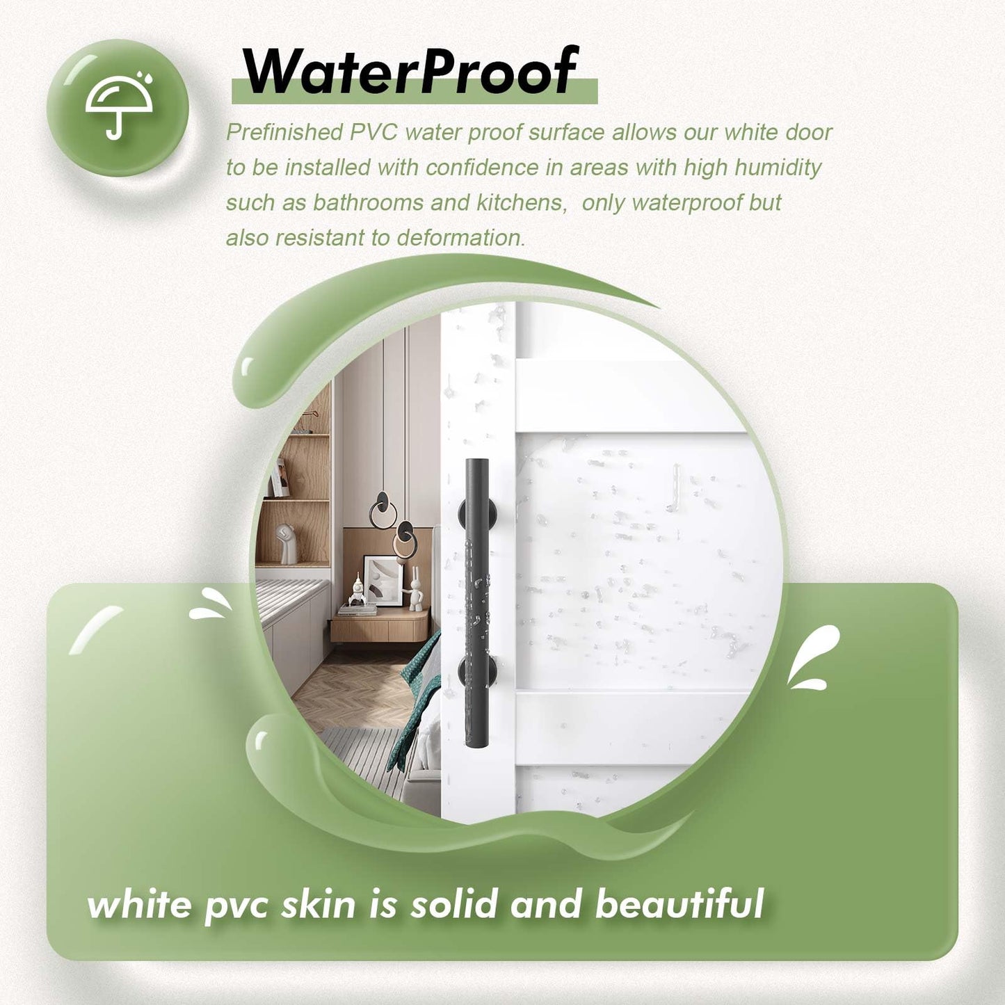 Fredbeck 30inx80in White Barn Door and 5.5FT Sliding Barn Door Hardware Kit Included,Solid,MDF, PVC Surface,DIY Assembly,5-Panel,Fit 27in-28in Opening