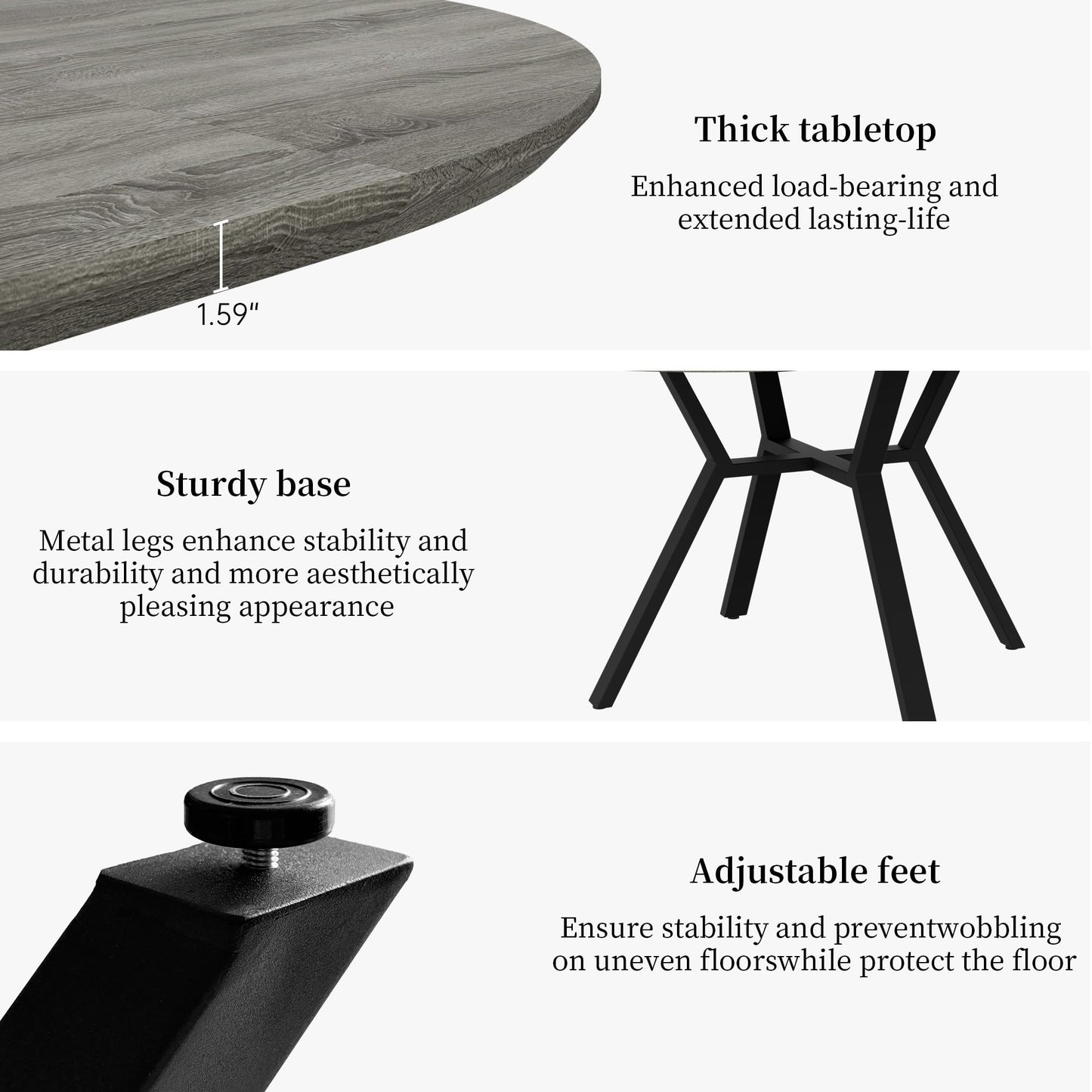 HIPIHOM Extendable Round Dining Table Set for 6 People, 43.3"-59.1" Extendable Kitchen Table with 6 Upholstered Chairs, Space Saving for Kitchen Dining Room (Grey Table+6 Grey Chairs)