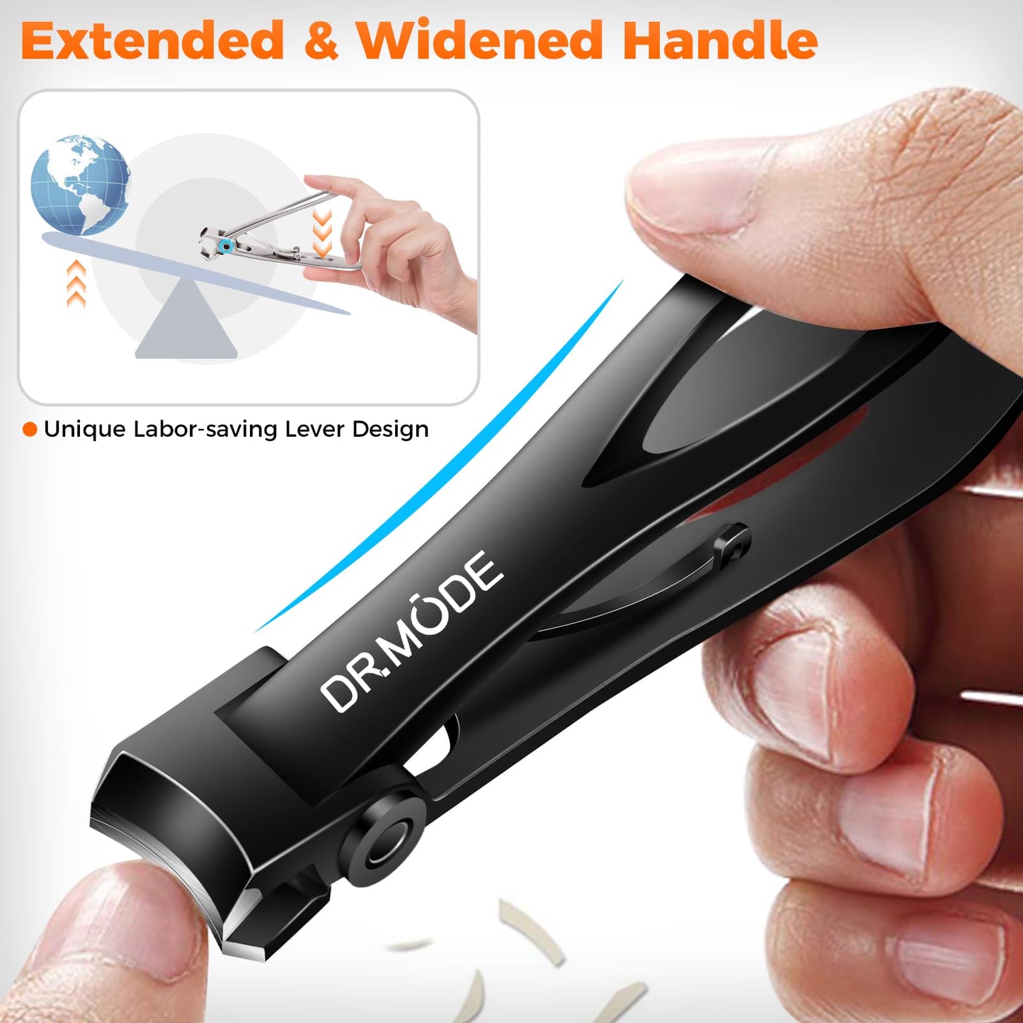 Toenail Clippers for Seniors Thick Toenails, Heavy Duty Large Toe Nail Clippers for Men Thick Ingrown Nails with Wide Opening, Anti Splash Fingernail Clipper with Catcher, Slanted Curved Nail Cutter