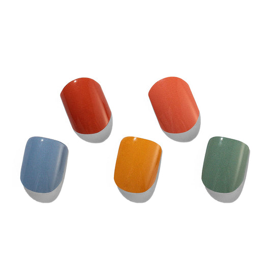 MOMSON Semi Cured Gel Nail Strips - 20 Real Gel Nail Polish Stickers/Full Nail Wraps - Art Manicure Kits for DIY at Home, Salon-Quality, Easy to Apply & Remove (Colorful Candy)