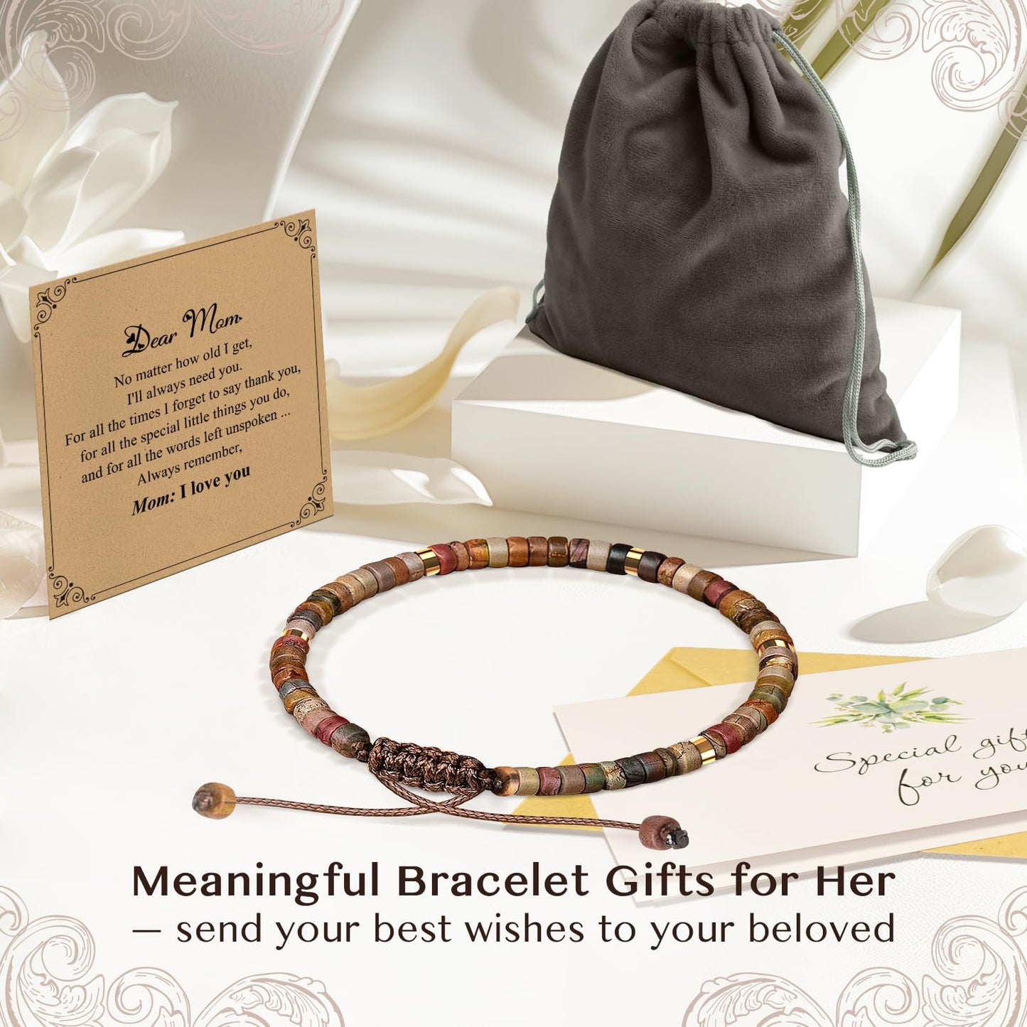 ZOKCC Mohters Day Bracelet Gifts for Grandma Healing Natural Stone Beads Bracelets - Inspirational Christmas Birthday Gifts for Grandma from Granddaughter Grandson