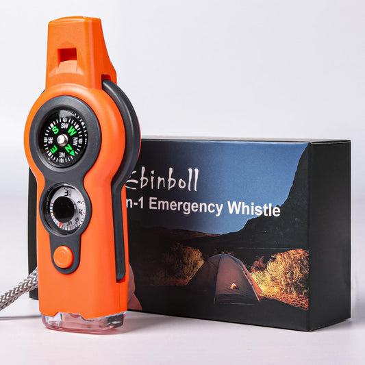 Emergency Survival Function Whistle, Outdoor Multifunctional Tool Safety Whistle with Lanyard, Ideal for Kayaking, Boating, Hiking, Camping, Climbing, Hunting, Fishing, Rescue Signaling(Orange)