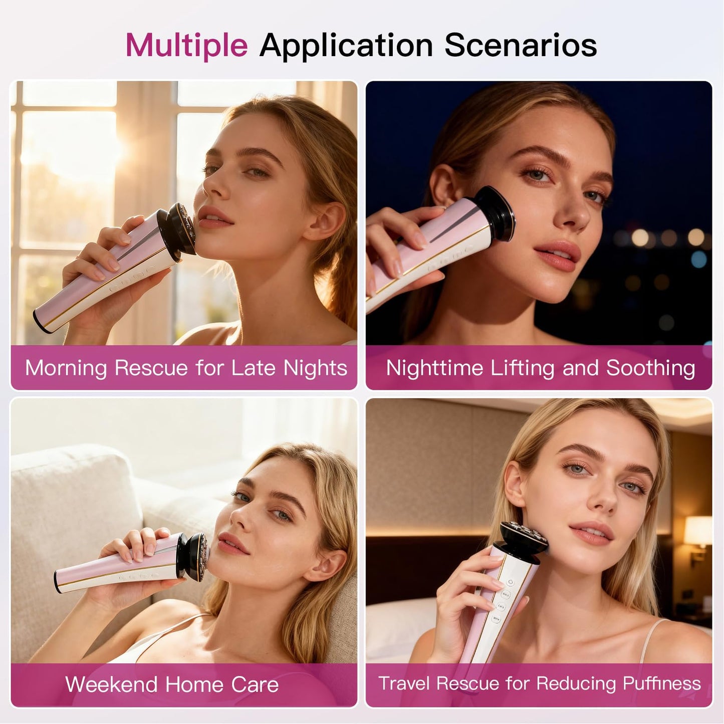 Fynelook Microcurrent Facial Device 4-in-1 Beauty Device with Red Light Therapy and Blue Light Therapy for Neck & Face & Body Skincare Facial Device FDA-Cleared