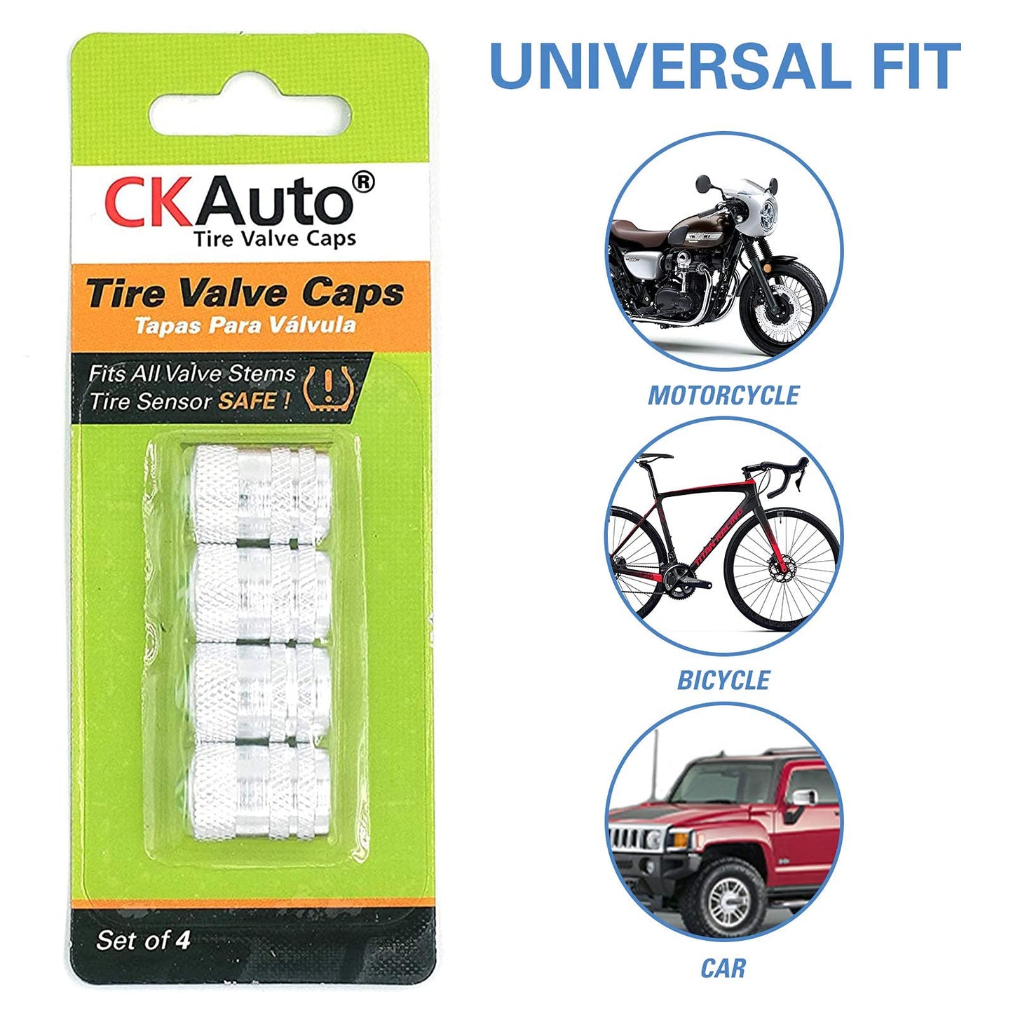 CKAuto 4 Pcs Aluminum Tire Valve Stem Caps with N2 Nitrogen Logo, Universal Stem Covers for Cars, SUVs, Bike and Bicycle, Trucks, Motorcycles | TPMS Safe | Corrosion Resistant | Dust Proof, Silver