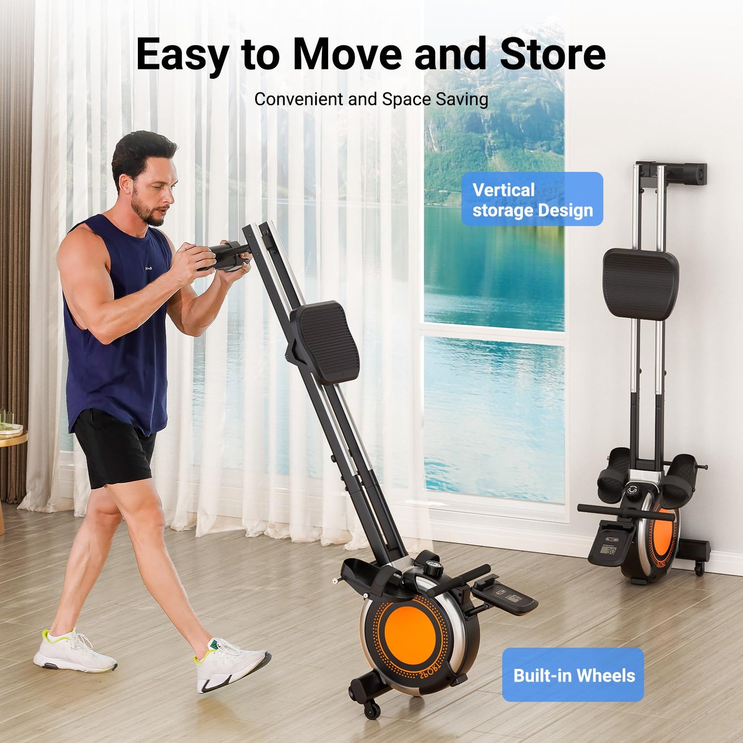 Dripex Rowing Machines for Home Use, Rowing Machine Magnetic Rower, Max 360 LBS, 16 Levels of Workout Resistance, Dual Slide Rail, Bluetooth App Compatible, LCD Monitor, Row Machine for Gym Exercise
