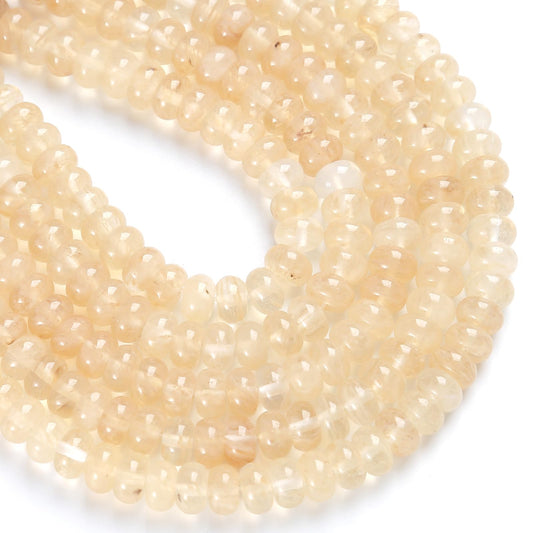 76pcs 5x8mm Natural Stone Tea Watermenlon Jade Rondelle Spacer Loose Beads Abacus Disk Stone Round Loose Gemstone Beads for Jewelry Making DIY Bracelet Necklace