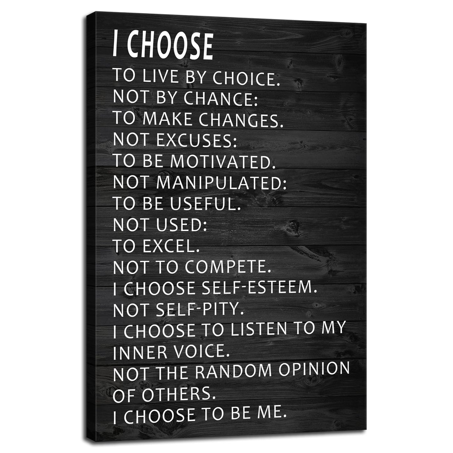 Motivational Canvas Wall Art Inspirational Picture I Choose to Live by Choice Poster Quotes Success Canvas Artwork Print Framed for Home Office Living Room Bedroom Wall Decor[12''W X 18''H]