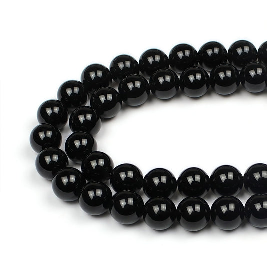 MJDCB Natural Stone Bead Black Onyx Gemstone Loose Beads for Jewelry Making Bracelet Necklace 8mm