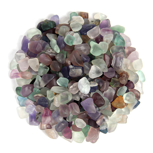 1.1lb Natural Crushed Fluorite Crystal Tumbled Chips-Healing Crystals Chips Bulk, Crushed Crystal Gemstones for Crafts, Beautiful Package for Gift (Fluorite)