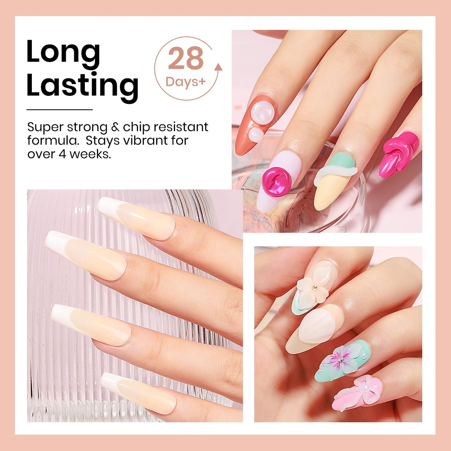 MIZHSE 100g Milky White Solid Builder Gel for Nails, Large Capacity Hard Builder Gels Kit for Nails Sculpting for 3D Art Gel U V LED with 36pcs Dual Form, for Nail Salon Home DIY